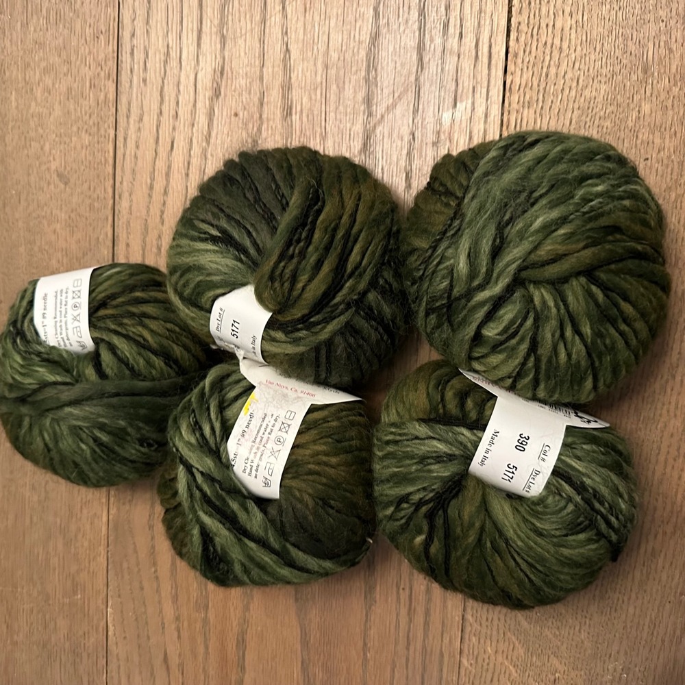 Trendsetter Yarns Illusion Olive Garden Wool Blend 5 Skeins Lot Made in Italy